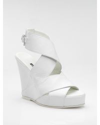 Ann Demeulemeester | White Crisscross Leather Wedge Sandals | Lyst