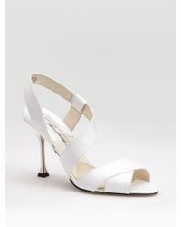 Brian Atwood | White Divine Patent Leather Sandals | Lyst