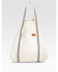 Chloé | White Striped Canvas Beach Tote | Lyst