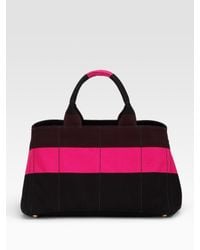 Prada | Purple Bold Striped Tote | Lyst