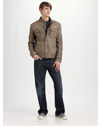 Andrew Marc | Black Pub Racer Leather Trucker Jacket for Men | Lyst