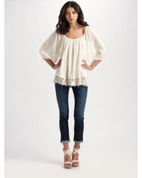 Love Sam | White Crochet Hem Shirt | Lyst