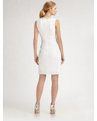 Teri Jon | White Necklace Trim Crepe Cocktail Dress | Lyst