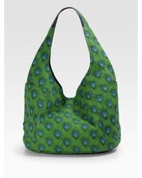 Tory Burch | Green Printed Braeden Canvas Hobo | Lyst