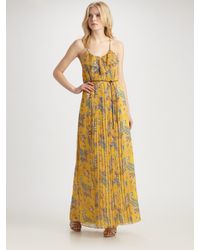 Tibi | Yellow Chiffon Paisley Maxi Dress | Lyst