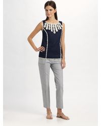 Tory Burch | Blue Dulcie Seersucker Pants | Lyst