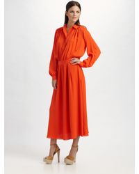 Tory Burch | Orange Silk-georgette Shirt Dress | Lyst