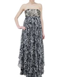 Jay Ahr | Black Strapless Sequined Bust Chiffon Dress | Lyst