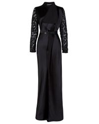 Alessandra Rich | Black Sculpted Abaya with Lace Sleeves | Lyst