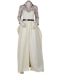 Alessandra Rich | Natural Maxi Shirt Dress with Lace Detail | Lyst