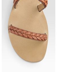 Chloé | Brown Braided Leather Flat Sandals | Lyst