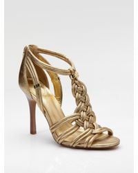 Tory Burch | Metallic Braided Leather Sandals | Lyst