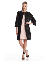 Oscar de la Renta | Black Embroidered Coat | Lyst