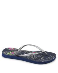 Havaianas | Blue Slim Peacock - Navy Rubber Thong | Lyst