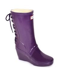 HUNTER | Verbier - Purple Rubber Lace-up Rain Boot | Lyst
