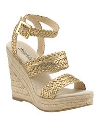 MICHAEL Michael Kors | Juniper - Metallic Bronze Leather Espadrille | Lyst