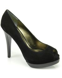 Pelle Moda | Black Wrigley Suede Open Toe Pump | Lyst