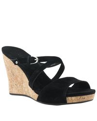 UGG | Jullita - Black Suede Cork Wedge | Lyst
