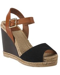 Tory Burch | Wood Wedge - Espadrille Sandal in Black | Lyst