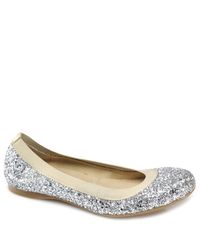 Stuart Weitzman | Metallic Lastikon - Silver Glitter Ballet Flat | Lyst