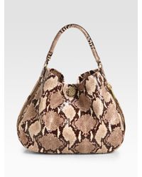 Tory Burch | Natural Kellan Python-print Leather Hobo | Lyst