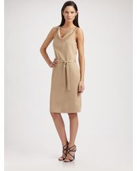 St. John | Natural Milano Knit Cowlneck Dress | Lyst