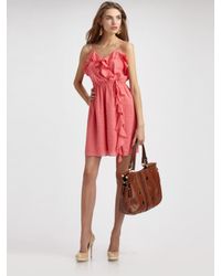 MILLY | Pink Stephanie Ruffle Dress | Lyst