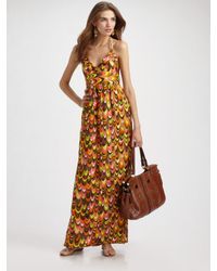 MILLY | Multicolor Leah Chain Halter Maxi Dress | Lyst