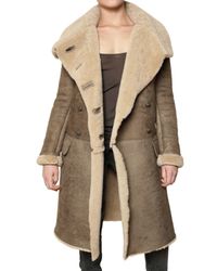 Balmain | Brown Shearling Coat | Lyst
