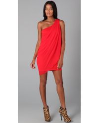 Lyst - Alice + Olivia Draped One Shoulder Dress in Red