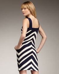 MILLY | Black Chevron-stripe Dress | Lyst