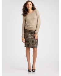 Alice + Olivia | Brown Simpson Metallic Bouclé Skirt | Lyst