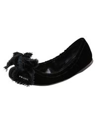 Prada | Black Bow Ballet Flat | Lyst