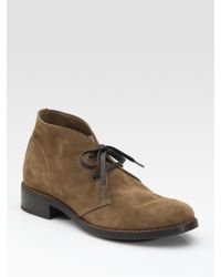 Bottega Veneta | Brown Lace-Up Suede Ankle Boots | Lyst