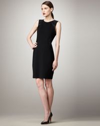 Elie Tahari | Black Emory Leather-detail Dress | Lyst