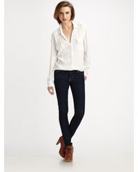 James Perse | White Crepe Utility Shirt | Lyst
