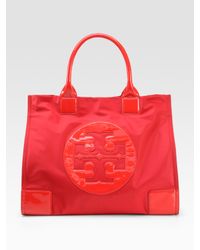 tory burch ella tote red