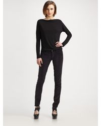 Vince | Black Draped Boatneck Tee | Lyst