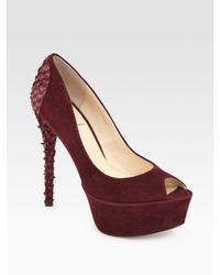 B Brian Atwood | Purple Blayne Suede Peep Toe Platform Pumps | Lyst