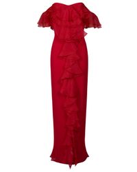 Notte by Marchesa | Red Ruffled Orgz Cascade Gown | Lyst