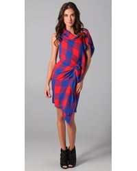 Thakoon | Red Plaid Asymmetrical Dress | Lyst