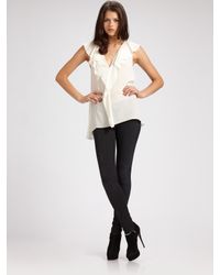 BCBGMAXAZRIA | White Drea Silk Ruffle-neck Top | Lyst