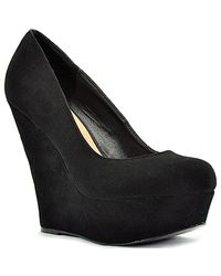 Steve Madden | Pammy - Black Suede Wedge Platform | Lyst