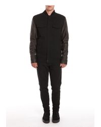 T By Alexander Wang | Black Leather Sleeve Denim Jacket for Men | Lyst