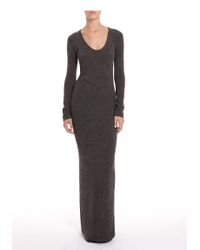 Alexander Wang | Gray Poly Rayon Spandex Twistback Long Sleeve Dress | Lyst