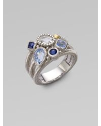 Judith Ripka | Blue Corundum, Blue Quartz, Crystal & Sterling Silver Ring | Lyst