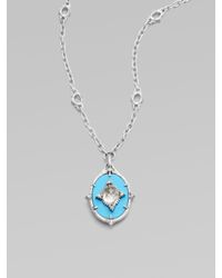 Judith Ripka | Metallic White Sapphire, Turquoise & Sterling Silver Pendant Necklace | Lyst