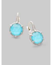Judith Ripka | Blue Eclipse Turquoise & Sterling Silver Round Drop Earrings | Lyst