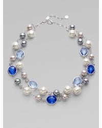 Majorica | Blue Pearl, Crystal & Sterling Silver Necklace | Lyst