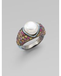 M.c.l Matthew Campbell Laurenza | Multicolor Cultured Pearl, Sapphire Pavé & Sterling Silver Ring | Lyst